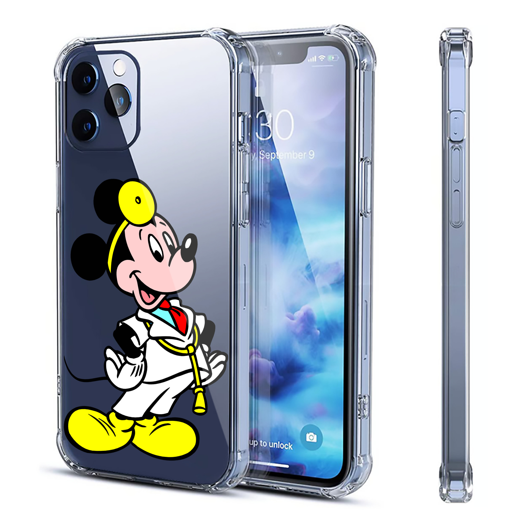 （画像用） ミッキーマウス Mickey Mouse 【iPhone 12シリーズ対応】透明スマホケース（クリアソフトケース）